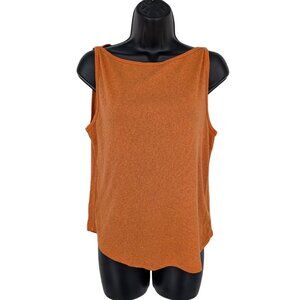 Vtg Y2K Minimalist Burnt Orange Knit Tank Top Indie 90s Office USA Made Size L